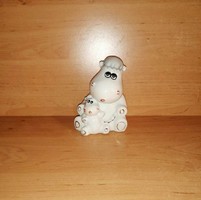 Vizilómama kisvizilóval porcelán figura szobor - 11 cm magas (po-2)
