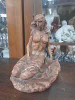 Jelzett Kerámia Női Akt Szobor.18 cm.