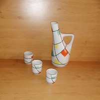 Art deco kerámia italos készlet - kiöntő 3 db pohárral (7/K)