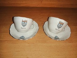 Régi Aquincum porcelán Gyula feliratos kávés csésze aljjal párban (4/K)