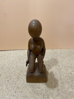 Női akt faszobor, 16 x 6  cm-es nagyságú, régi alkotás. 6562