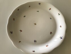 Zsolnay porcelán süteményes tányér apró virágokkal, 29,5 cm átmèrő