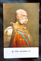 1916 AZ AGG URALKODÓ FERENC JÓZSEF KORONÁS MAGYAR KIRÁLY MEGHALT KORABELI JELZETT EMLÉKLAP FOTÓ LAP