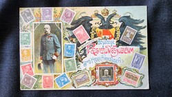 Cca 1908 FERENC JÓZSEF KORONÁS MAGYAR KIRÁLY 60 ÉV JUBILEUMI URALKODÓ KORABELI JUBILEUM EMLÉKLAP LAP
