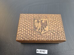 A0747 Pirográf fa dobozka Wroclaw lengyel 15x10x5 cm