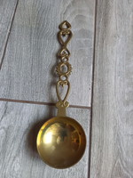 Szép régi réz díszkanál (Love Spoon, 24,3x6,5 cm)
