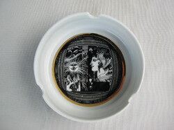Hollóházi porcelán Szász Endre hamutartó hamutál