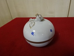 Herendi porcelán cukortartó, kék virágos, legnagyobb átmérője 9,5 cm. Jókai.