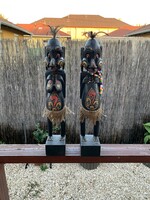 Afrikai kézzel faragott nagyméretű szoborpár.  55 cm magas