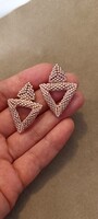 Kézműves fülbevaló rosegold színű fülbevaló japán üveggyöngyből