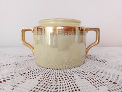 Régi Zsolnay porcelán cukortartó sárga eozin art deco