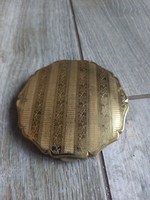 Csodaszép régi rézházas Stratton tükrös pudrié (8,8x8,6 cm)