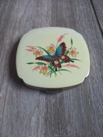 Remek régi rézházas, tükrös pudrié (púderes doboz, 8,2x7,9 cm)
