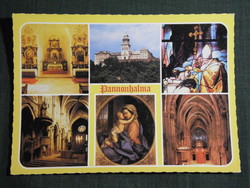 Képeslap, Pannonhalma,mozaik,Bencés Főapátság templom,kápolna,freskó látkép,részlet, 1985-