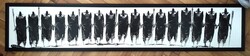 Maszáj harcosok, afrikai olajfestmény Zanzibárból, jelzett, 31x155 cm