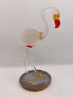 Flamingó szobor, muránói üveg, 20 cm-es magasságú. 7568