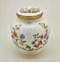 English Aynsley Porcelain Flowered Storage Box with Butterfly 10cm