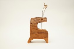 Minimalista Fa Váza Száraz Virágnak / Absztrakt / Égerfából