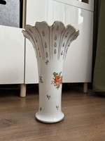 Herendi porcelán könnycsepp váza, virágmintás dekorral, pecsétes jelzéssel