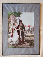 Falikép Rákóczi Ferenc és az aggódó Zrínyi Ilona üvegezett fém képkeret 35x25cm kép mérete 24x18cm