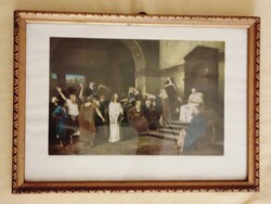 Wall Picture Mihály Munkácsy Christ before Pilate glazed wooden frame 36x26cm
