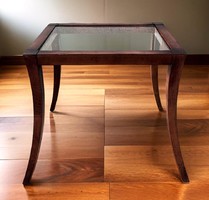 Art deco stílusú  téglalap alakú üveg lapos lerakóasztal