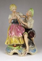 1S514 Halászfiú hallal és lánnyal jelzett német porcelán szobor 25.5 cm