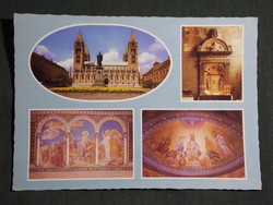 Képeslap,Pécs,mozaik,Székesegyház,Bazilika,templom belső oltár,freskó,Sétatér látkép, 1985-