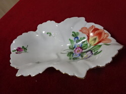 Herendi porcelán asztalközép, arany szegélyes, hossza 15,2 cm. Emi