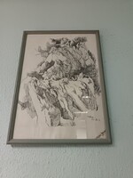 Eigelné Tassy Klára rajz 1991.12 szignózott eladó