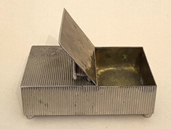KÉT OLDALON NYITHATÓ ANTIK FÜLES FÉM KÍNÁLÓ DOBOZ CIGARETTA TARTÓ BAROKK DÍSZÍTÉSSEL