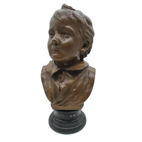 Gyermek mellkas szobor, patinázott bronz, M732