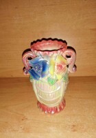 Iridescent floral two-handled porcelain vase - 11 cm (4/K)