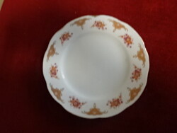 Kínai porcelán kistányér, barna mintás, átmérője 17,5 cm. Emi