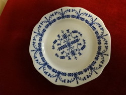 Csehszlovák porcelán kistányér, kék népi motívummal, átmérője 19,5 cm. Emi