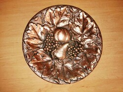 Domborodó gyümölcs mintás vörösréz falitányér - átm. 25 cm (n)