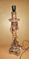 Régi barokk alabástrom putto angyal figurás asztali lámpatest - 58 cm