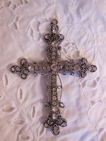 MEDÁL - KERESZT - ÚJ - 11 cm !! -  SWAROVSKI KRISTÁLYOS - MEDÁL - 11 x 8 cm  - HIBÁTLAN
