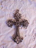 MEDÁL - KERESZT - ÚJ - 7,5 cm !! -  SWAROVSKI KRISTÁLYOS - MEDÁL - 7,5 x 5 cm  - HIBÁTLAN