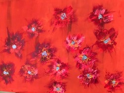 Vibrant Flowers  - 50cm x 70cm abstract kortárs vászonkép