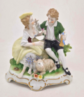 Unterweissbach német porcelán figura udvarló pár 16cm