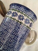 Lengyel - kerámia csésze, tejfölös edényke / kézi festetten