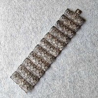The largest Bohemian 925 silver bracelet with a four-leaf pattern