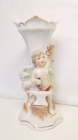 Váza aranykovács angyalkával. Barokk stílusú figurális porcelán tökéletes állapotban