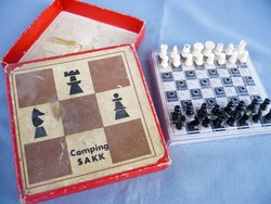 Régi Retro-Vintage Camping Sakk Készlet Eredeti Dobozában