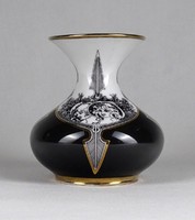 1S662 Hollóházi Jurcsák László porcelán váza 10.3 cm