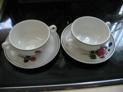 Retro Lilien porcelán leveses csészék alátéttel Alpenflora Josefine, párban eladók
