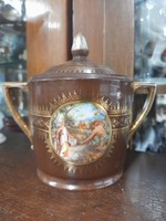 Pirkenhammer Marienbad Fedeles Porcelán Jelenetes Cukortartó Teás Készlethez.15.5 cm.