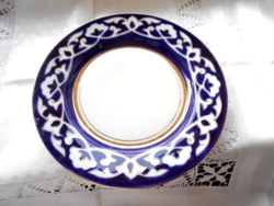 Arany színű kontúrral  cobalt festéses tányér 17,5 cm