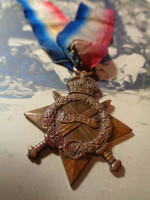 Brit  I. ww háborús csillag kitüntetés 1914 - 1915 , sejem szalaggal